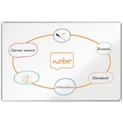 Nobo Premium Plus Magnetic Enamel Whiteboard Aluminium Frame 1800x120