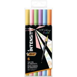 Bic Intensity Dual Tip Pastel Confezione da 6 Pennarelli Doppia Punta