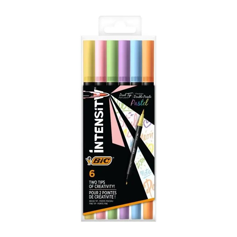 Bic Intensity Dual Tip Pastel Confezione da 6 Pennarelli Doppia Punta