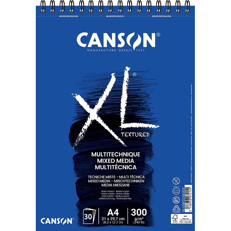 Blocco da disegno ad acquerello Canson Xl Mix Media da 30 fogli A4 -