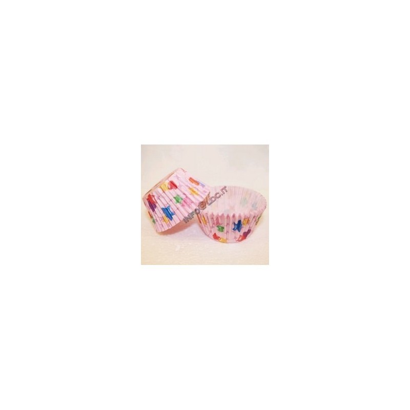 PIROTTINI DI CARTA PER MUFFINS - CUORI E STELLE - 50 PZ - 50x35mm