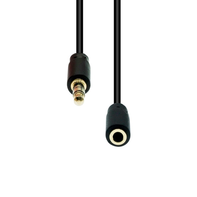 Mini-Jack 3-Pin Slim Extension Cable Black 10M