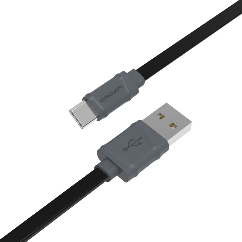 CROWN CAVO USB TYPE-C DATI E RICARICA 1MT 2A BLACK CAVO PIATTO CMCU-0