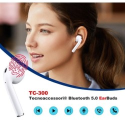 TECNO AURICOLARI WIRELESS BLUETOOTH 50 NERO TC-300