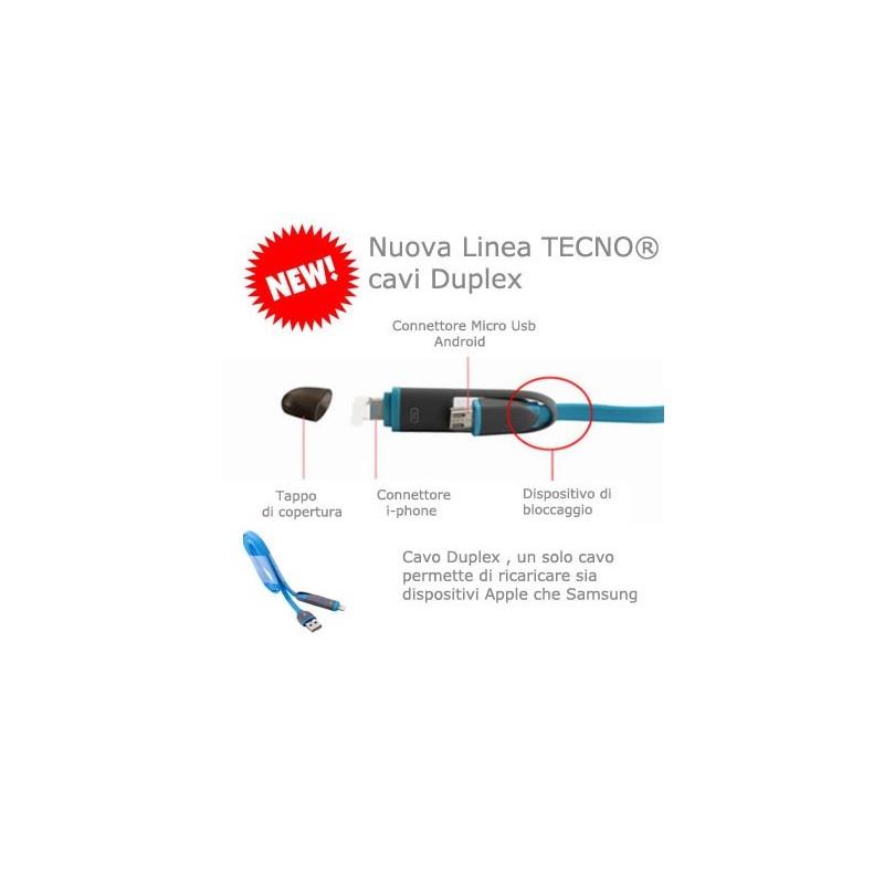 TECNO CAVO IBRIDO APPLE/MICRO USB TC-122