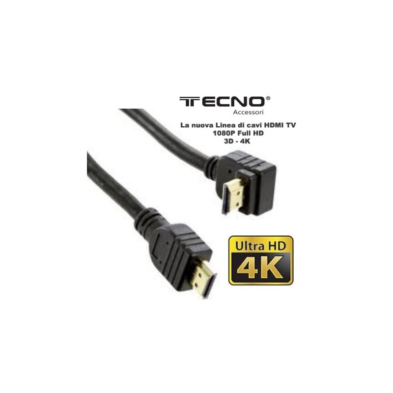 TECNO CAVO HDMI/HDMI 19p M/M 18 MT 14BV 1 TERMINALE CURVO 90°