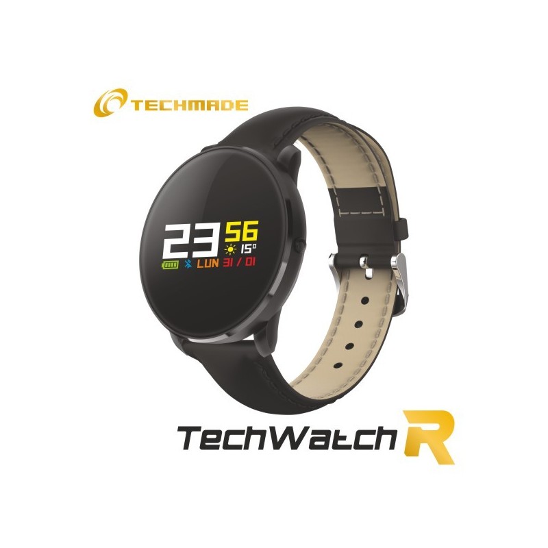 TECHMADE SMARTWATCH CON CINTURINO IN PELLE NERA TECHWATCHR1-BK