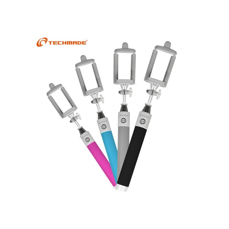 TECHMADE BASTONE PER SELFIE BLUETOOTH 30 RICARICABILE MAX 80CM NERO