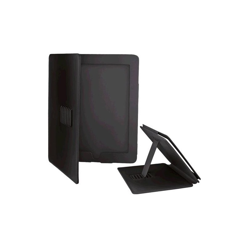 KEYTECK CUSTODIA E STAND IN PELLE NERA PER IPAD I-022