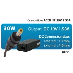 HANTOL ALIMENTATORE 30 W COMPATIBILE CON ACER HP 19V 158A PLUG 17/4