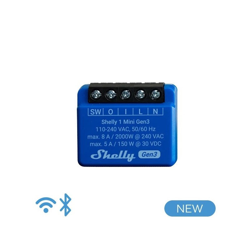 Shelly Mini 1 GEN 3 - Smart Relay 8A AC/DC WiFi/BT