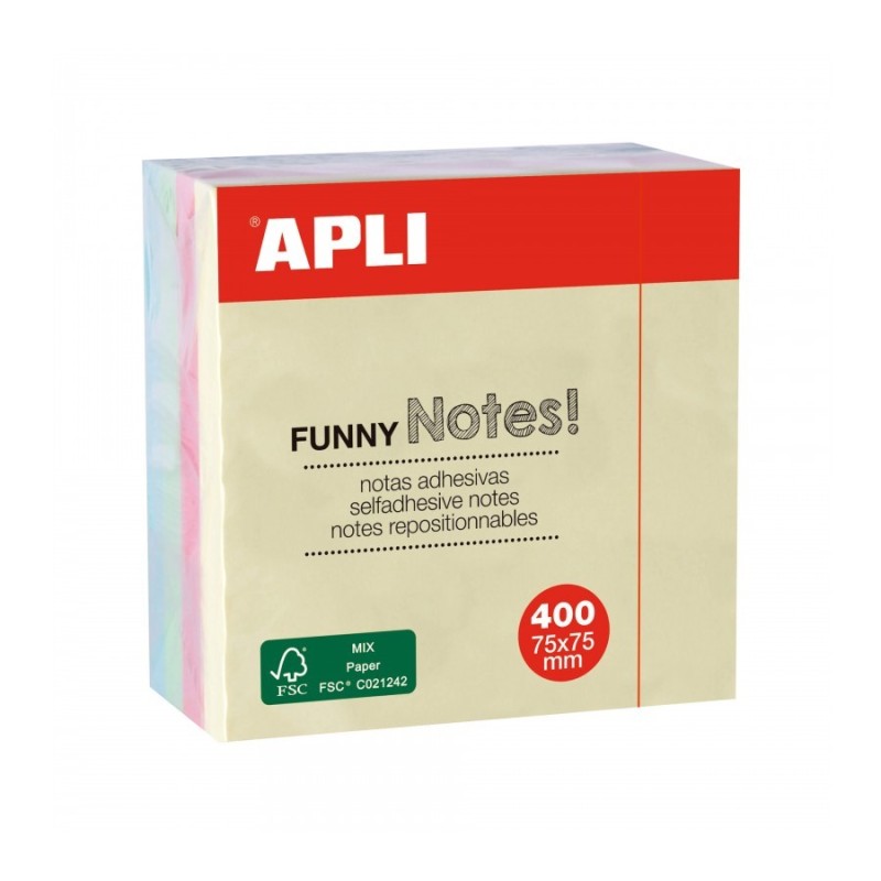 Appli Funny 400 Adesive Notes Cube 75 x 75 mm - Colori pastello assor