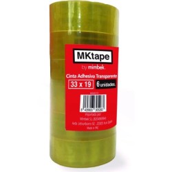 Mktape 6 rotoli di nastro adesivo trasparente 19mm x 33m