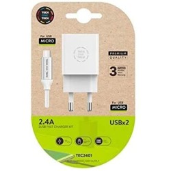 Caricatore a parete a doppia parete TechOnch + cavo USB-A un micro-US