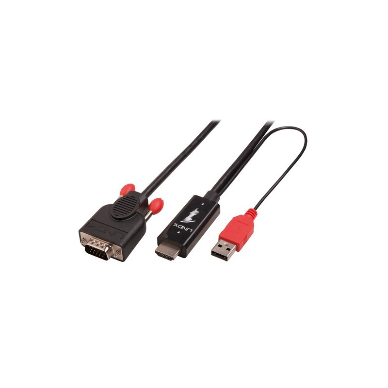 Lindy 41456 cavo e adattatore video 2 m HDMI VGA D-Sub Nero