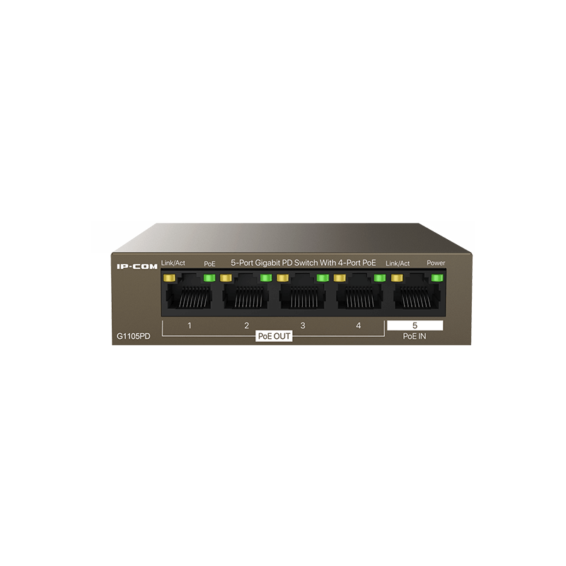 Switch 5 porte Gigabit PD - 4 porte PoE OUT 1 porta PoE IN