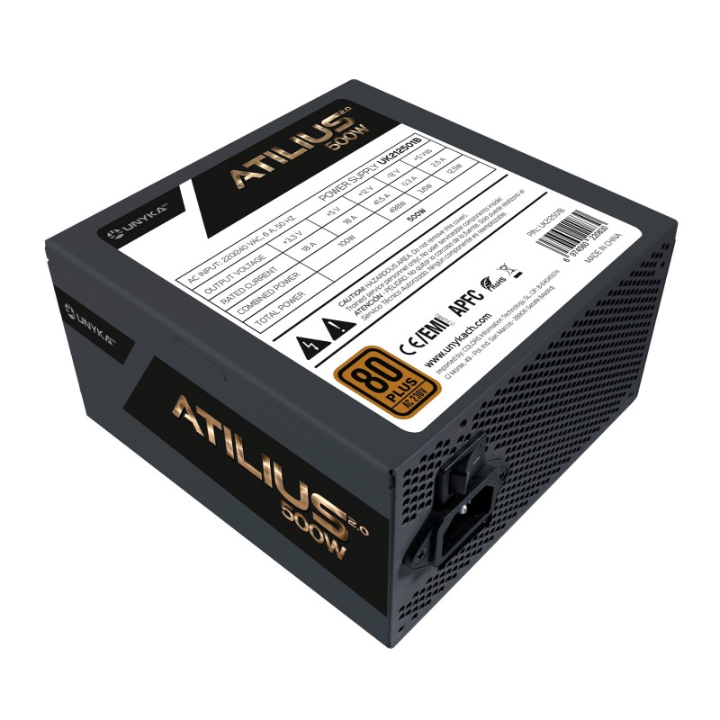 Unykach Atilius 2.0 Nero 500W 80 Plus Bronzo Alimentatore 500W ATX 2.