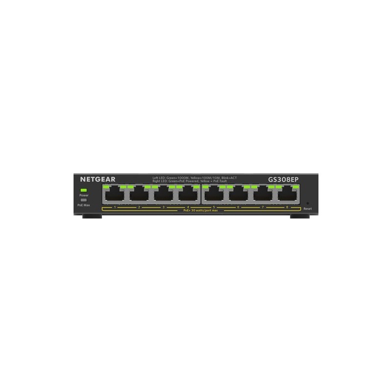 NETGEAR 8-Port Gigabit Ethernet PoE+ Plus Switch (GS308EP) Gestito L2