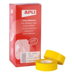 Nastro adesivo giallo applicato 19 mm x 33m - resistente all&#039;acqua e 