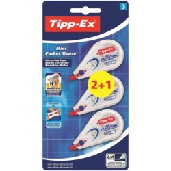 TIPP -ex Mini tascabile mouse 2+1 pacco di 3 nastri correttivi 5 mm x