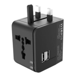 XO Adaptador de Viaje Universal - Voltaje 110V-240V - 2 Puertos USB 2