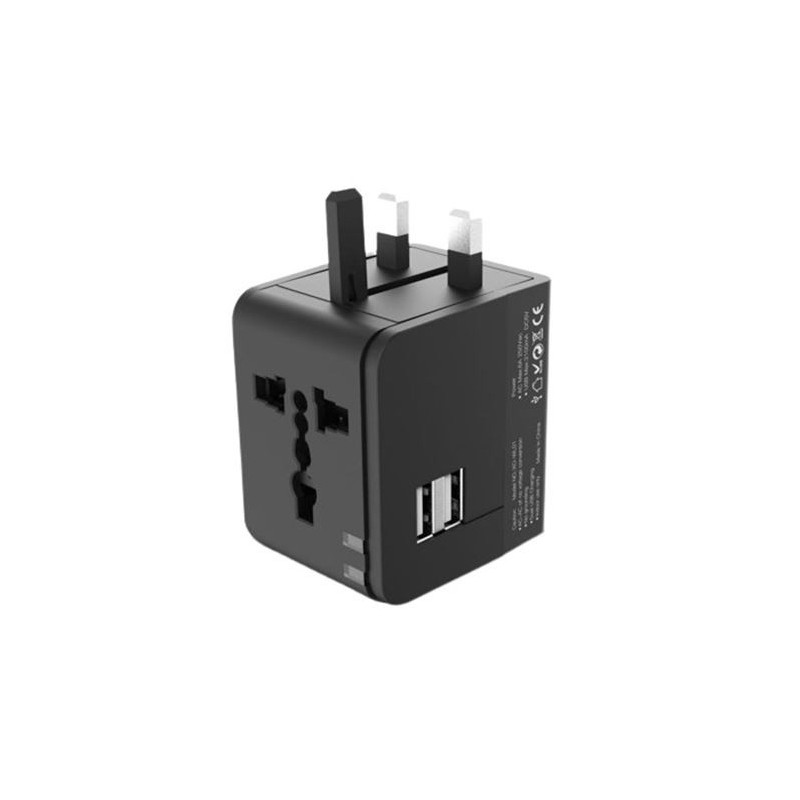 XO Adaptador de Viaje Universal - Voltaje 110V-240V - 2 Puertos USB 2