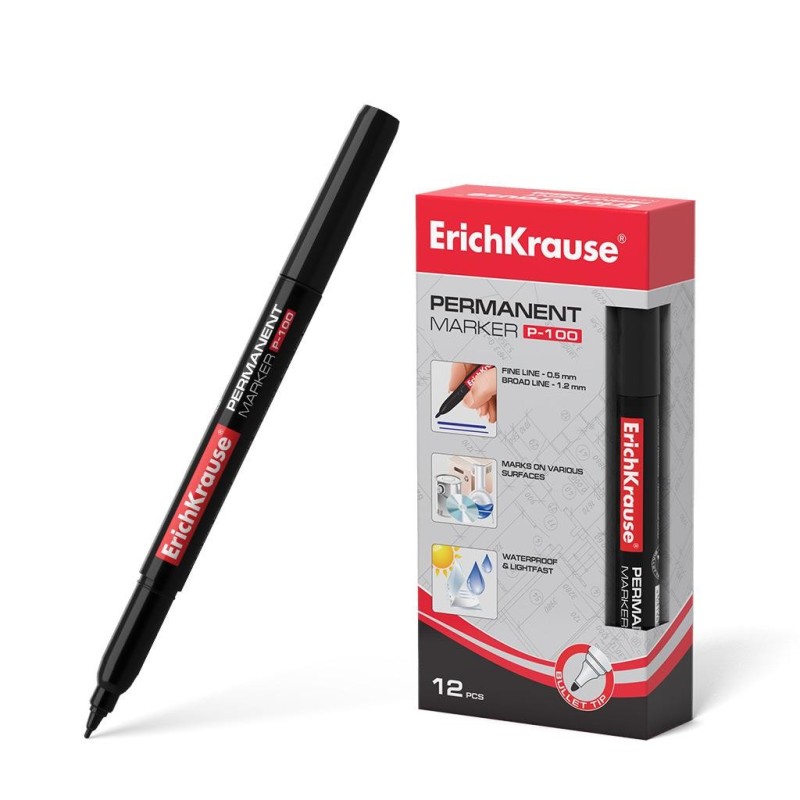 Pennarello Permanente Erichkrause P-100 - Punta Fine da 0,5 a 1,2 mm 