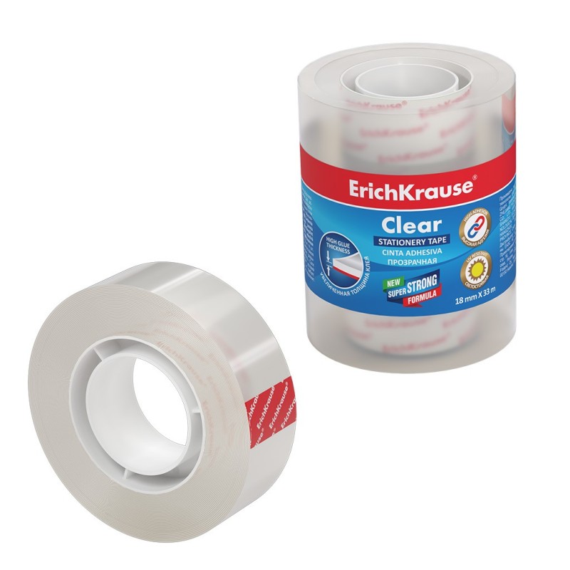 Erichkrause Cinta Adhesiva Clear - 18mmx33m - Transparente