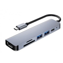 3GO HUB USB 3.0 - TYPE-C - USB-A + CR + HDMI 4K - Color Plata