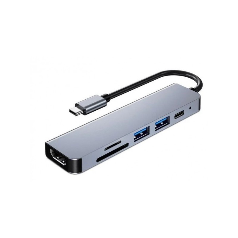 3GO HUB USB 3.0 - TYPE-C - USB-A + CR + HDMI 4K - Color Plata