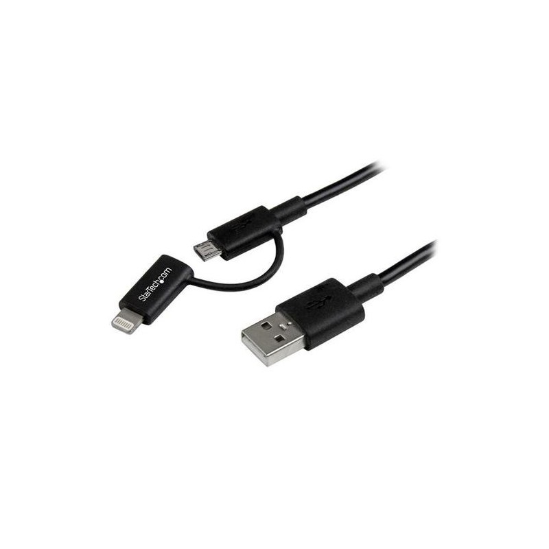 StarTech.com Cavo di ricarica 2 in 1 da 1m - Da USB a Lightning o Mic