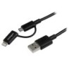 StarTech.com Cavo di ricarica 2 in 1 da 1m - Da USB a Lightning o Mic