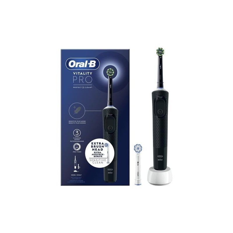 Oral-B Vitality Spazzolino Elettrico Ricaricabile Pro Nero, 2 testine