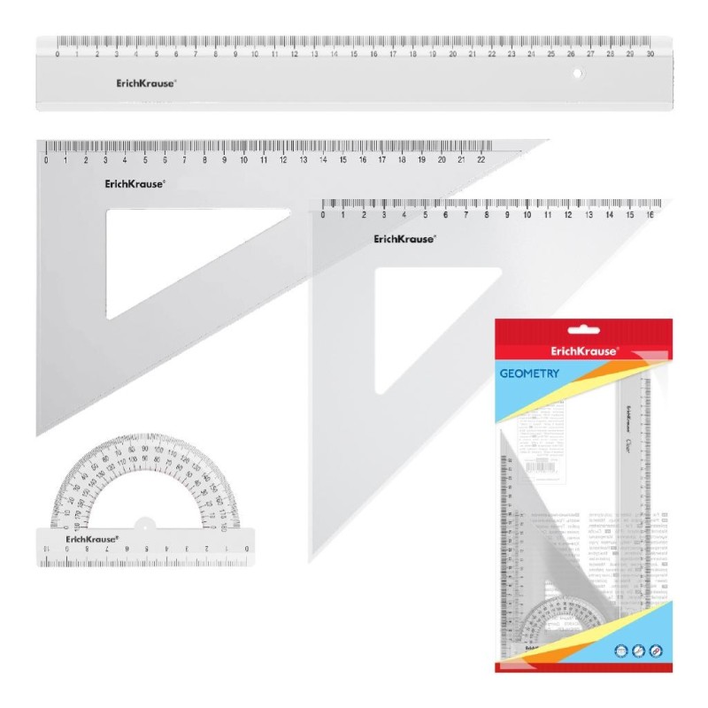 Set geometria grande Erichkrause - Righello da 30 cm - Quadrato da 16