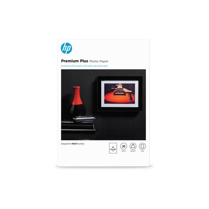 HP Confezione da 20 fogli carta fotografica Premium Plus, semi-lucida