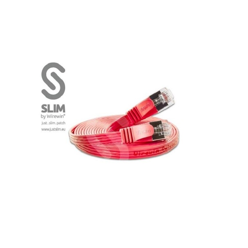 Cavo Patch-RJ45 STP-SLIM 3.0m CAT6 piatto *rosso* Wirewin AWG36