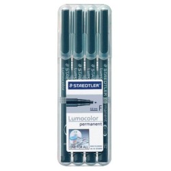 STAEDTLER Lumocolor Folienstift 0,6 mm permanent 4er Etui - schwarz