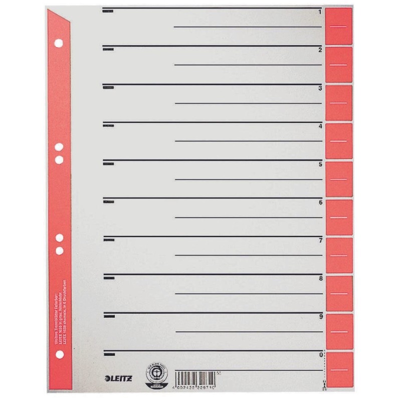 LEITZ Trennbl&Atilde;&curren;tter Trennbl&Atilde;&curren;tter,25 St. rot 230 g/m&Acirc;&sup2; rot