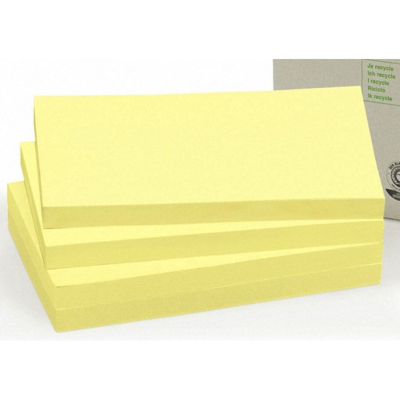 Post-it&Acirc;&reg; Haftnotizen Recycl.Notes gelb 7,6x12,7cm Gelb