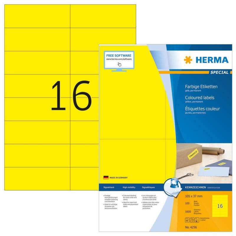 HERMA Universaletiketten 4256 105,0 x 37,0 mm Gelb