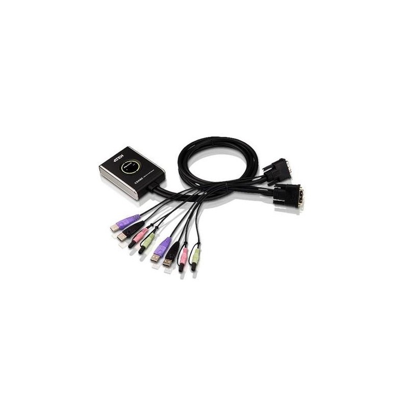 ATEN Switch KVM cavo USB DVI/audio a 2 porte con selettore porta remo