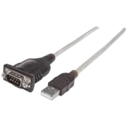 Manhattan 205153 cavo seriale Nero, Trasparente 0,45 m USB A Serial/C