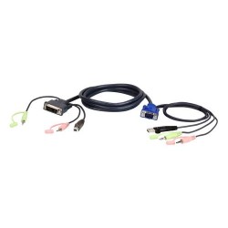 ATEN VGA USB to DVI KVM Cable 3m cavo per tastiera, video e mouse Ner