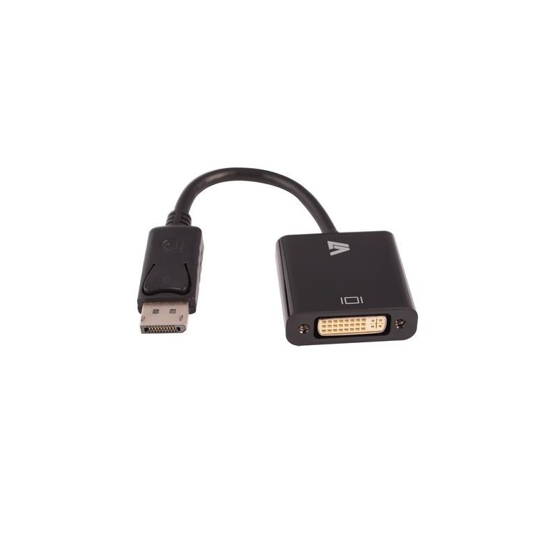 V7 Adaptador negro de v&iacute;deo con conector DisplayPort macho a DVI-I h