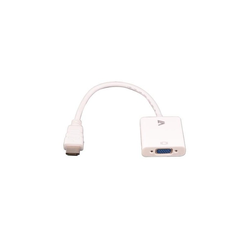 V7 Adaptador blanco de v&iacute;deo con conector HDMI macho a VGA hembra