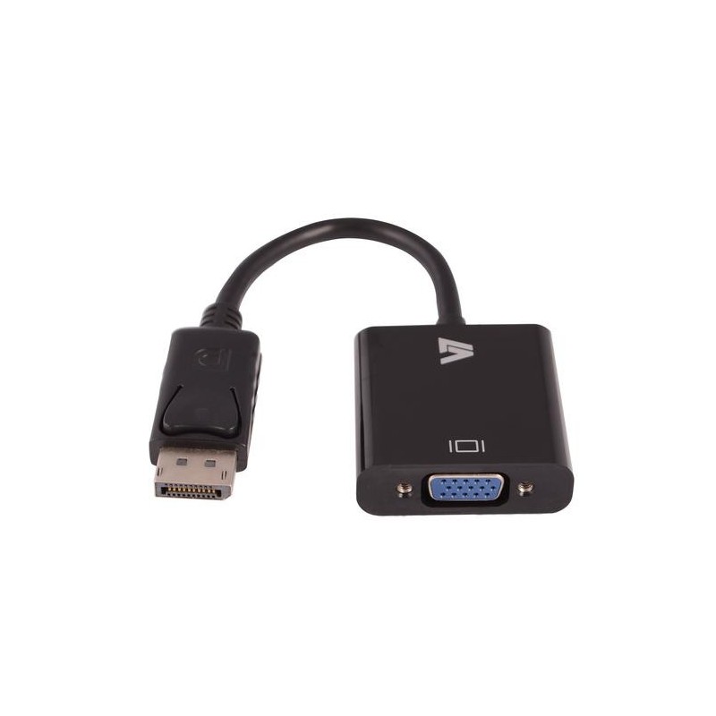 V7 Adaptador negro de v&iacute;deo con conector DisplayPort macho a VGA hem