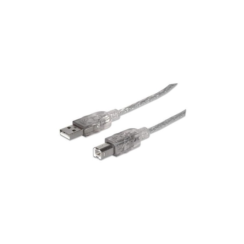 Manhattan 333405 cavo USB 1,8 m USB 2.0 USB A USB B Argento