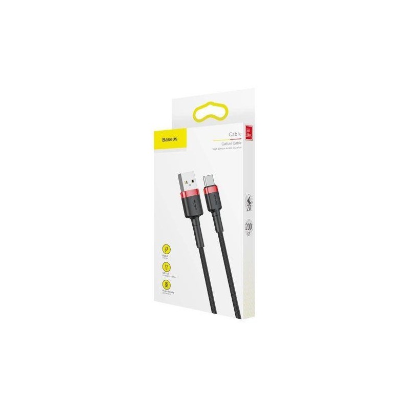 Baseus Type-C Cafule cable 2A, 3m Red/Black (CATKLF-U91)