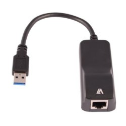 V7 Adaptador negro Gigabit Ethernet con conector USB 3.0 A macho a RJ