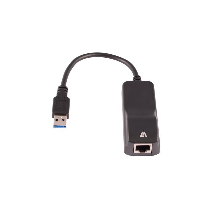 V7 Adaptador negro Gigabit Ethernet con conector USB 3.0 A macho a RJ